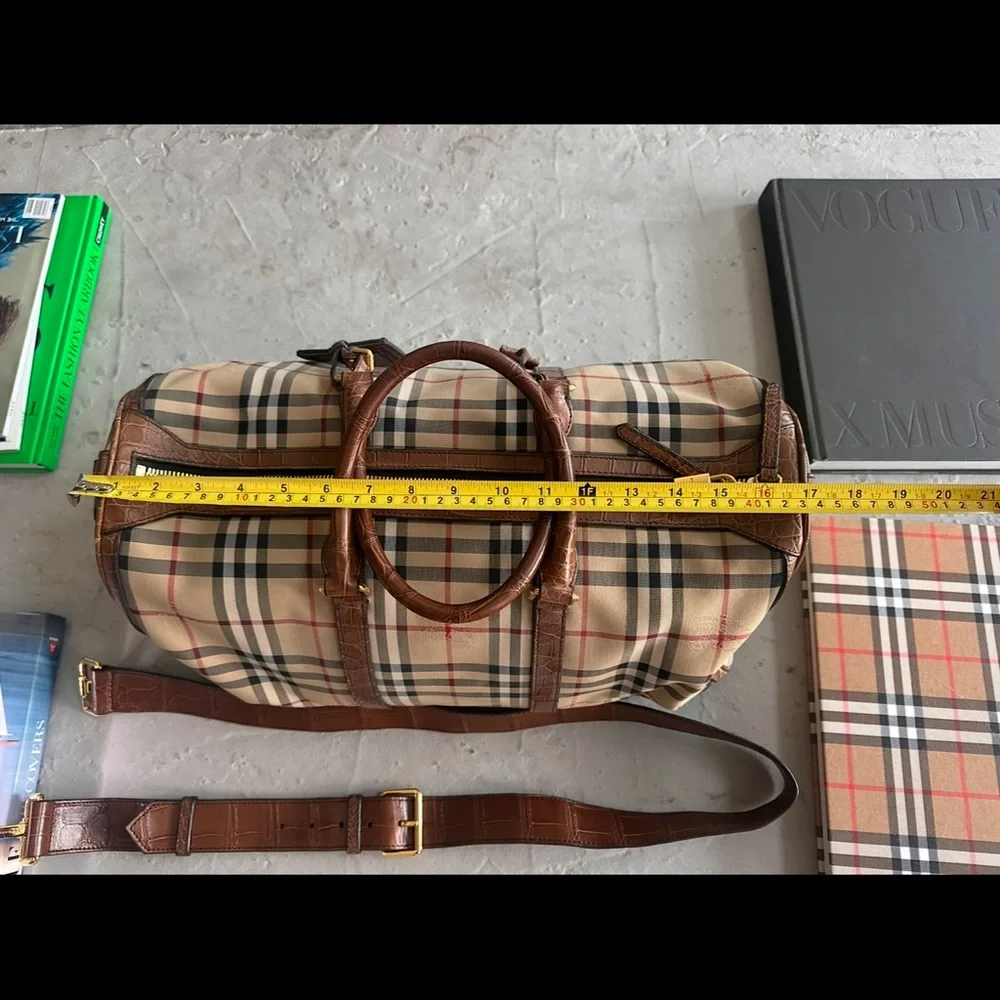 NewBurberry Check & alligator Leather Duffle Bag – Preowned, Excellent Condition
